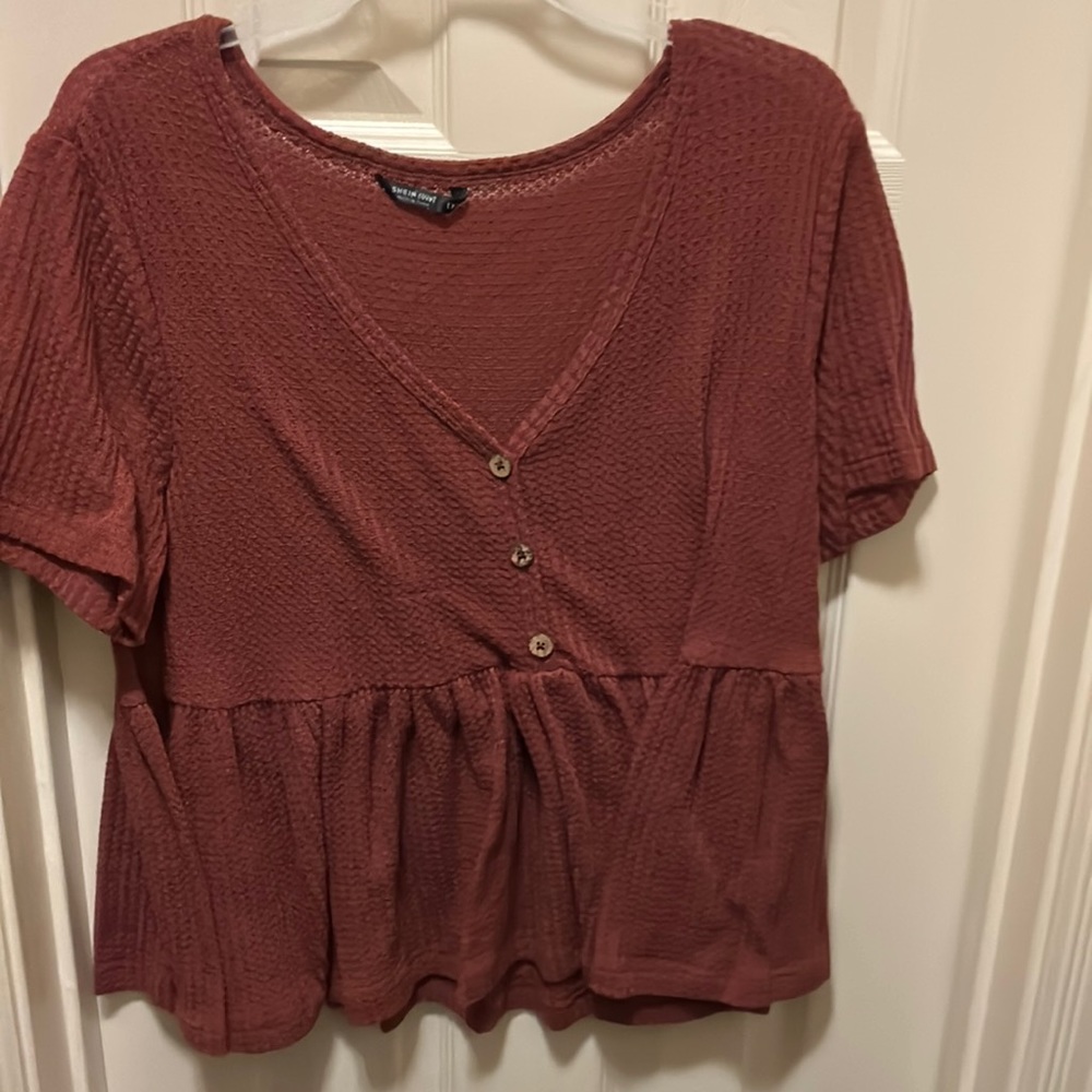 Mauve SHEIN babydoll style top waffle material